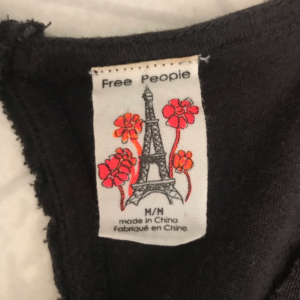 Free People Black Tank Top with Floral Waistband - Picture 5 of 7